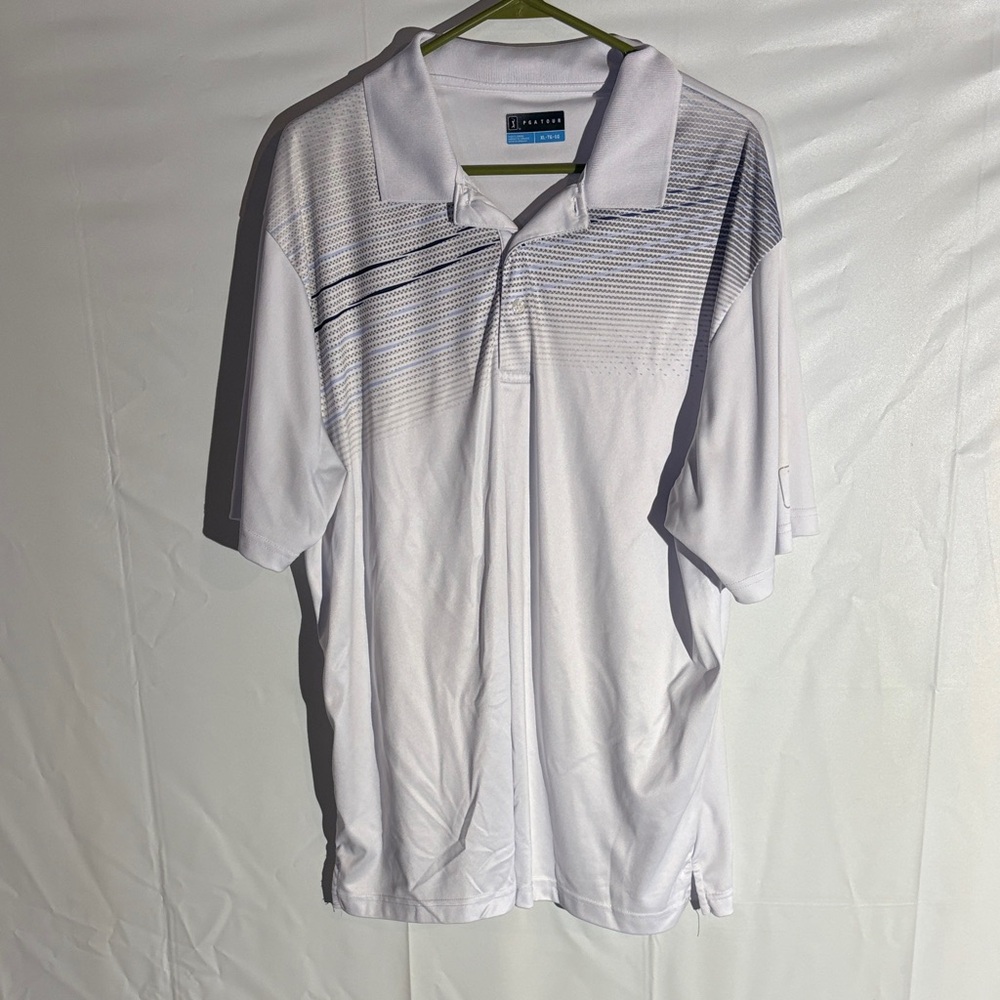 PGA Tour Men's White and Black Gradient Polo